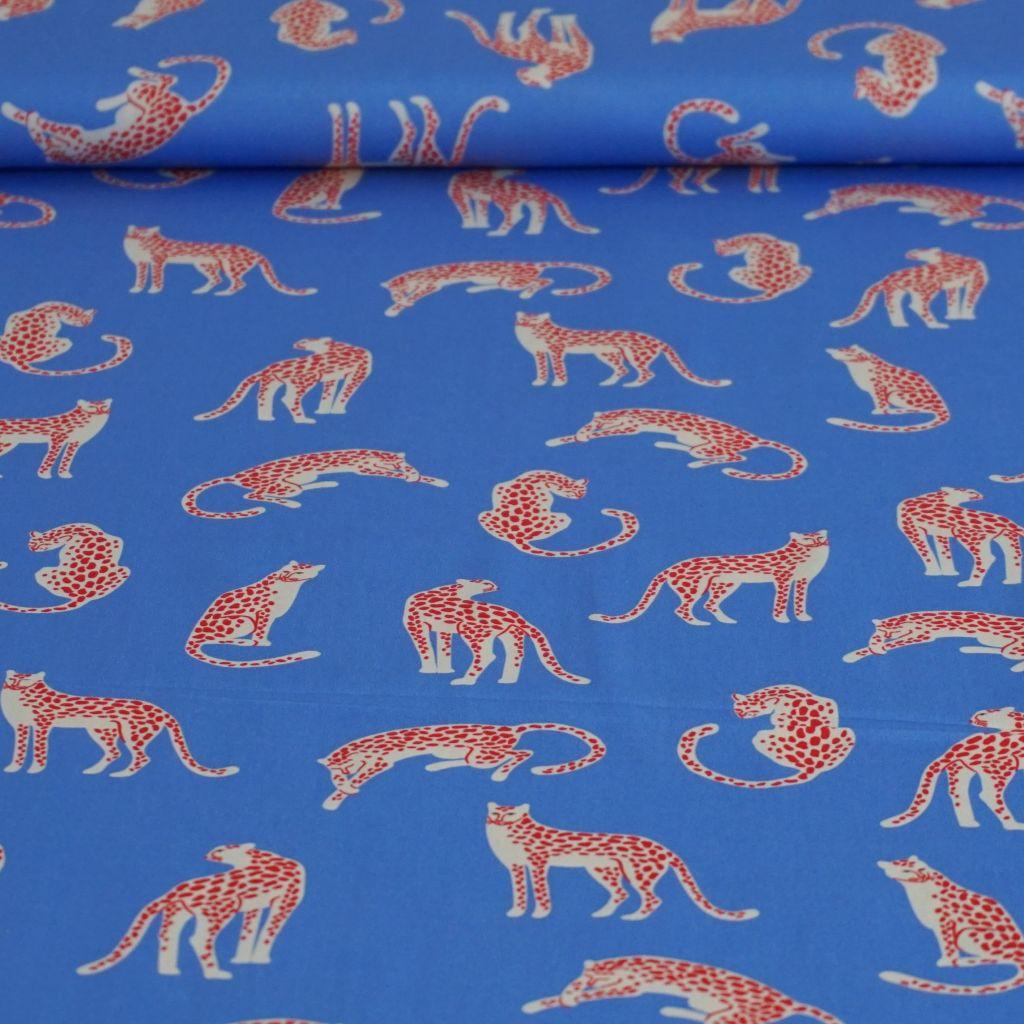 Baumwollstoff Motivdruck Leopard hellblau